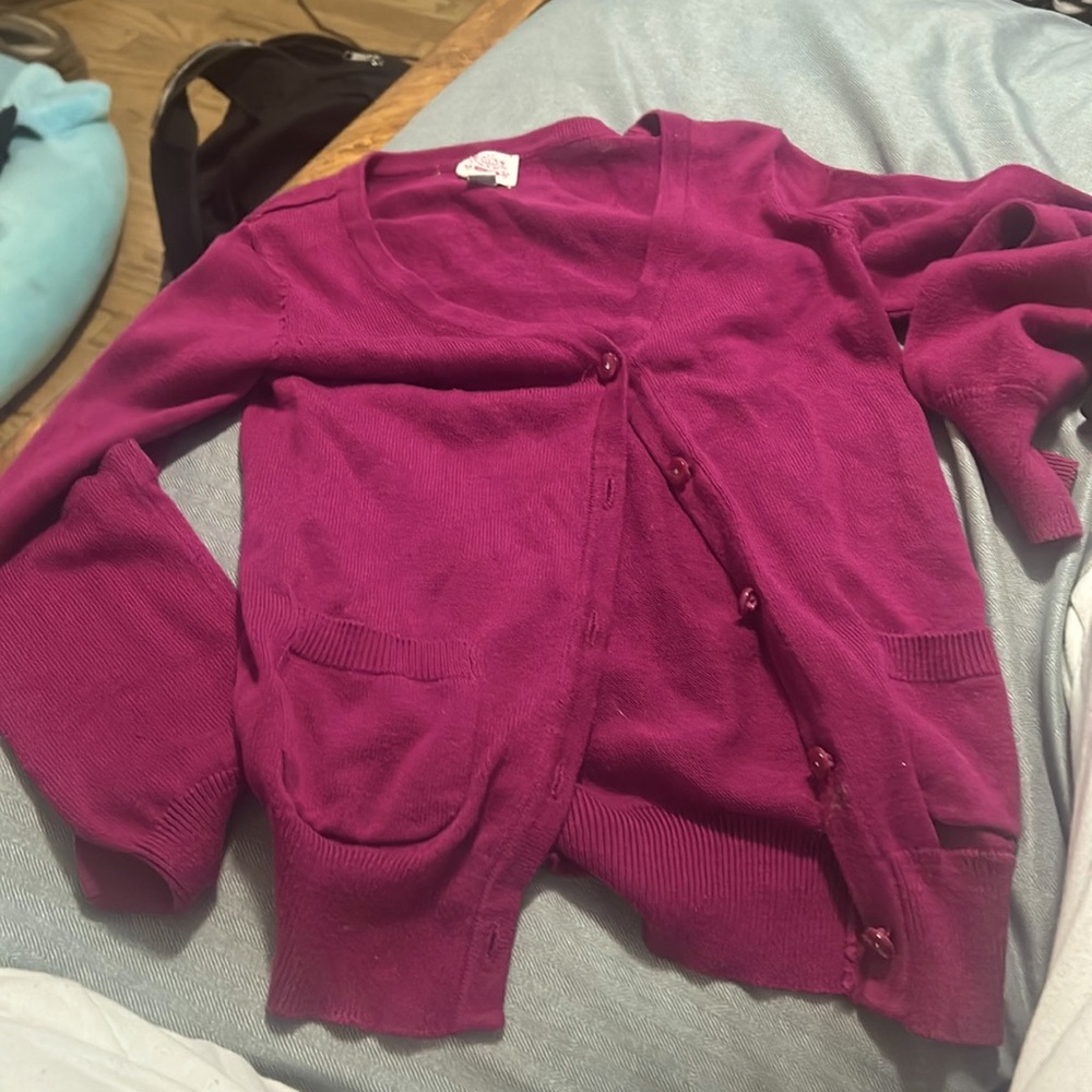size small purple cardigan